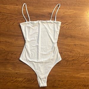 Fashion Nova White Strap Bodysuit Small
